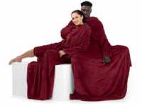 DecoKing Decke mit Ärmeln Geschenke für Frauen und Männer 170x200 cm Bordeaux
