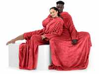 DecoKing Decke mit Ärmeln Geschenke für Frauen und Männer 170x200 cm Rot
