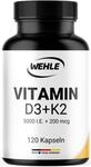 Vitamin D3 K2 Depot 120 Kapseln Hochdosiert 5.000 IE Vitamin D3 + 200 &micro;g Vitamin K2