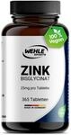 Wehle Zink Tabletten 365 hochdosiert (25mg pro Tablette) &ndash; Zink Bisglycinat &ndash;