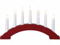 EGLO Lichterbogen Weihnachten mit 7 Kerzen, Fensterleuchter gebogen aus Holz in Rot,