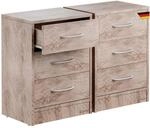 CASARIA 2X Nachttisch mit 3 Schubladen Holz Eiche | 54x39x28 cm, f&uuml;r...