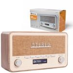 Denver Retro DAB-18 Digitalradio | DAB Plus Radio mit Bluetooth & FM | 2x20W