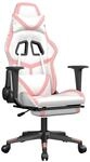 vidaXL Gaming-Stuhl mit Fu&szlig;st&uuml;tze Wei&szlig; und Rosa Kunstleder