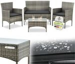 Juskys Polyrattan Sitzgruppe Fort Myers 4 Personen mit 2er Sofa, 2 St&uuml;hle, Tisch &