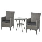 Outsunny Polyrattan Gartenm&ouml;bel Set, Outdoor Lounge Balkonm&ouml;bel f&uuml;r 2 Personen,