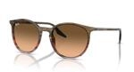 Ray-Ban RB2204 Runde Sonnenbrille f&uuml;r Herren f&uuml;r Damen, Gestreift Braun & Rot /