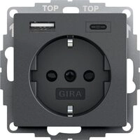 Gira 245928 Schuko Steckdose mit USB Typ A & C - System 55 Anthrazit