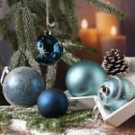 Christbaumkugel Weihnachtskugel Glas gl&auml;nzend matt glitzernd 12 St. (Blau