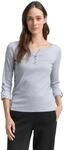 TOM TAILOR Damen Henley Longsleeve mit Streifen aus Bio-Baumwolle, 26053 - Offwhite