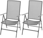 vidaXL Stapelbare Gartenst&uuml;hle 2 STK. Stahl Grau