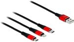 Delock 85891 CABLE USB 0,3 M 2.0 USB A USB C/MICRO-USB B/LIGHTNING NEGRO, ROJO