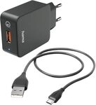 Hama Schnellladeger&auml;t, mit Ladekabel Micro USB, 19,5W (Set, Qualcomm Quick Charge