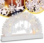 Monzana&reg; Schwibbogen Weihnachten Batteriebetrieben Timer Kabellos Holz LED