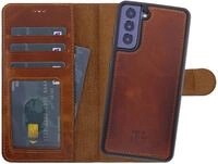 Burkley 2-in-1 Leder Handytasche f&uuml;r Samsung Galaxy S21+ - Abnehmbares Back Cover,