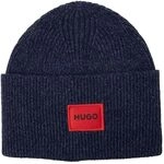 HUGO Herren Xaff 6 Gerippte M&uuml;tze mit rotem Logo-Label