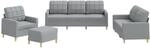 vidaXL Sofagarnitur 4-TLG., Sessel Couch mit Kissen Fu&szlig;hocker, Sofa Wohnzimmersofa