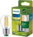 PHILIPS LED Classic Ultraeffiziente E27 Lampe in Tropfenform (40 W), mit Warmwei&szlig;em