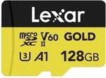 Lexar Micro SD Karte 128GB, microSDXC UHS-II Speicherkarte, V60, U3, A1, C10