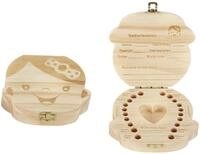 Spetebo Holz Zahndose f&uuml;r M&auml;dchen - Milchzahn Dose Milchz&auml;hne Box Zahn D&ouml;schen
