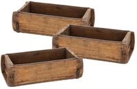 Spetebo Ziegelform Holzkiste mit Metall Beschl&auml;gen 30 x 15 cm - 3er Pack -...