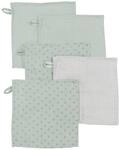 roba organic 5er Set Waschlappen 'Lil Planet&lsquo; frosty green, Musselin,