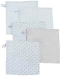 roba organic 5er Set Waschlappen 'Lil Planet' hellblau/sky, Musselin, Bio-Baumwolle,