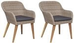 vidaXL Akazie 2X Gartenstuhl Poly Rattan Stuhl Sessel Essstuhl Gartensessel mit