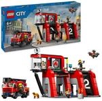 LEGO City Feuerwehrstation mit Drehleiterfahrzeug, Feuerwehr-Spielzeug mit Feuerwache