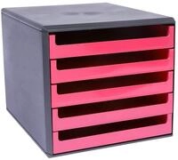 Metzger & Mendle 30057660 Schubladenbox anthrazit mit 5 Sch&uuml;ben in sunset-red (pink)