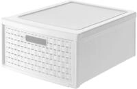 Rotho Country Schubladenbox 19.2l mit 1 Schub in Rattan-Optik, Kunststoff (PP)