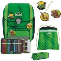 SCOUT Schulranzen Basic Genius Set 4-teilig Dino Rex gr&uuml;n
