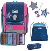 SCOUT Schulranzen Basic Genius Set 4-teilig Pretty Star dunkelblau