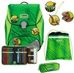 SCOUT Der echte sicherer Schulrucksack, Alpha DIN Dino Rex Set 4-teilig, ca. 20 l