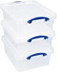 Really Useful Box Kunststoff-Aufbewahrung, 23,5 l, transparent, 3 St&uuml;ck