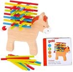 goki 56950 | Stapelspiel Packesel aus Holz | Geschicklichkeitsspiel mit 60 bunten
