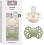 BIBS Infinity Schnuller, 0-6 Monate, 2er-Pack, Ivory/Sage | Symmetrischer Sauger 