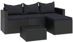 vidaXL Garten-Lounge-Set Schwarz Poly Rattan