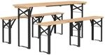 vidaXL Biertisch Set Klappbar 3 TLG., Biergarten Set mit Metallgestell,...