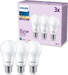 Philips Classic LED E27 Lampe, 100W, matt, warmwei&szlig;, nicht dimmbar, 3er Pack