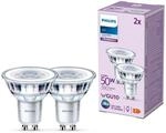 PHILIPS Classic LED GU10 Lampe, 50W, klar, neutralwei&szlig;, nicht dimmbar, Doppelpack
