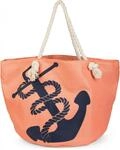 styleBREAKER XXL Strandtasche mit Anker Print | maritimer Look in Flechtoptik 