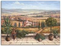 ARTLAND Wanddeko Leinwand Bilder Wandbild 80x60 cm Toskana Landschaft Italien Natur