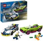 LEGO City Verfolgungsjagd mit Polizeiauto und Muscle Car, Auto-Spielezug mit 2