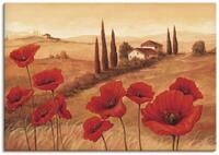 ARTLAND Wanddeko Leinwand Bilder Wandbild Toskana Landschaft Italien Blumen Bl&uuml;ten