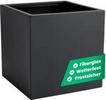 VIVANNO Pflanzk&uuml;bel Fiberglas Block - 45x45x45 cm - Anthrazit Matt