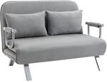 HOMCOM 3 in 1 Schlafsofa Schlafcouch 2 Sitzer 185x105cm Hellgrau | 2 Sitzer Sofa mit