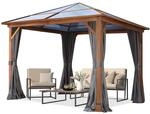 TOOLPORT Gartenpavillon 3x3 m, 8 mm Polycarbonat-Dach, Seitenteile in Grau 