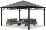 TOOLPORT Gartenpavillon 4x4 m Stahldach Hardtop ohne Seitenteile, Pfosten 9x9 cm