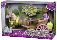 Simba Evi Love Horse Carriage, Spielpuppe sitzt in ihrer Pferdekutsche mit Pferd,